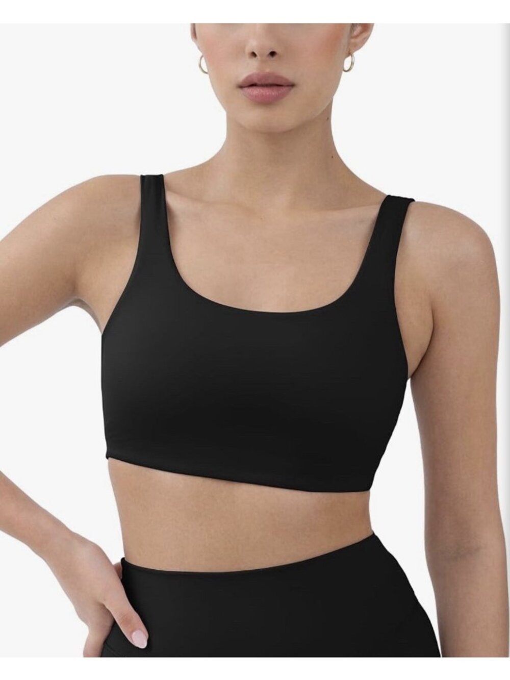 PAVOI ACTIVE Solid Black Scoop Neck Buttery Soft Sports Bra Xs